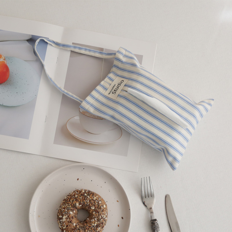 Misang elements Tissue box household solid color striped tissue bag literary ins hanging paper cover bedroom paper bag