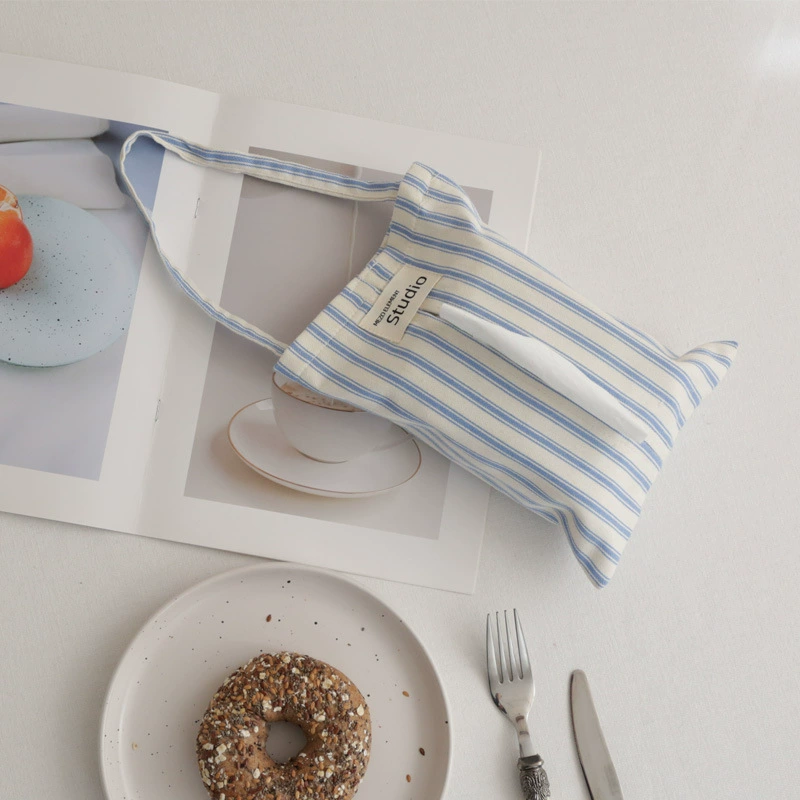Misang elements Tissue box household solid color striped tissue bag literary ins hanging paper cover bedroom paper bag