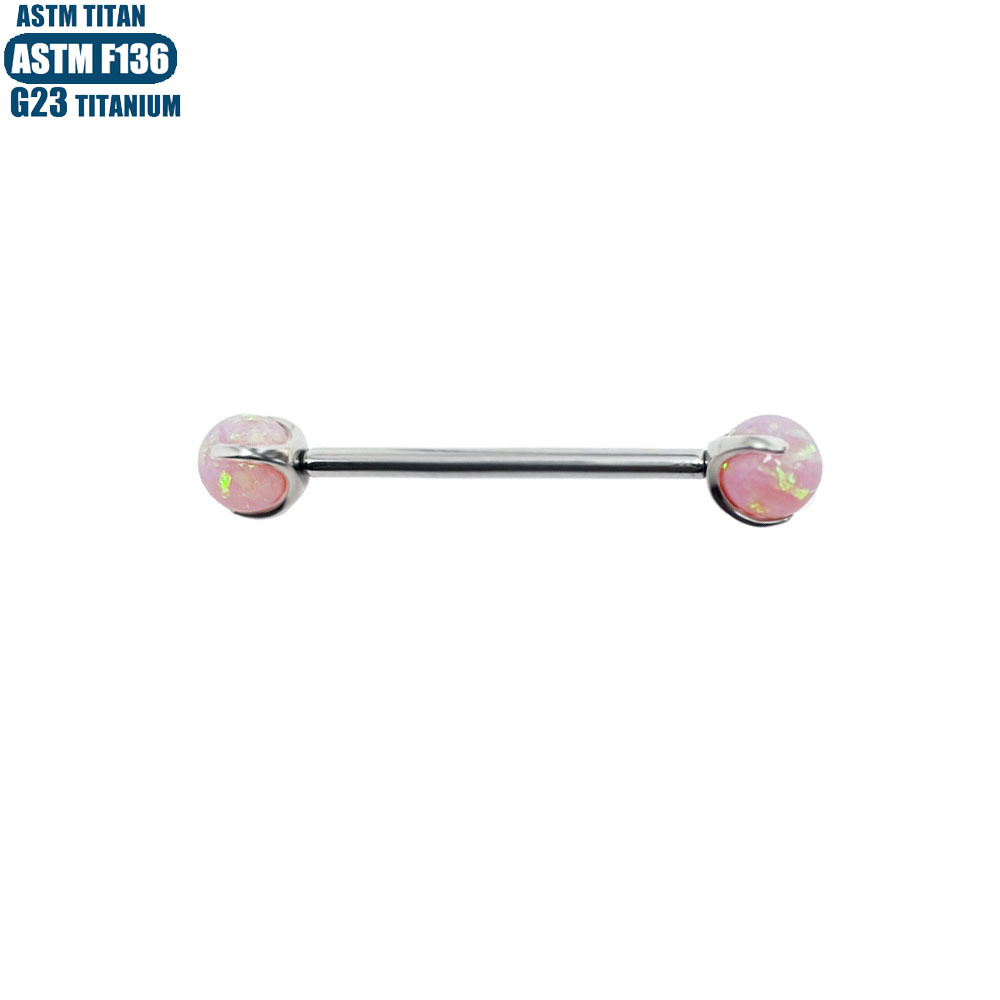 F136 Titanium Opal Lip Tongue Barbell 16G Internally Threaded Body Piercing Jewelry Straight Bar detail image 8