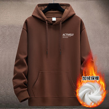 秋装新款圆领加绒卫衣男青少年宽松大码国潮情侣学生长袖潮流男装