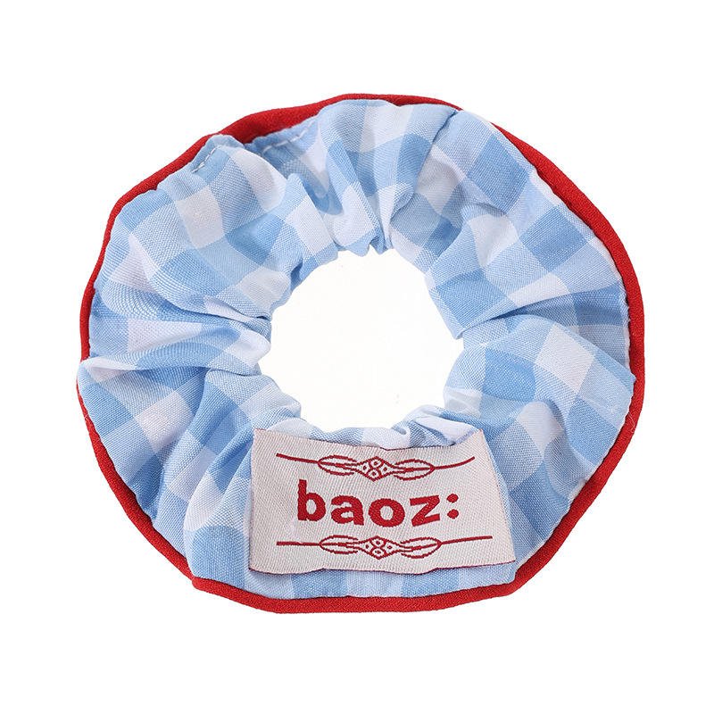 Rojo y azul coreano color de contraste anillo de cabello de intestino azul cuadrado correa de banda adorable niño curioso cabello de cola de caballo nuevo accesorio de cabello para mujeres