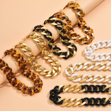 欧美古巴链男款嘻哈风项链费加罗项链亚克力女款夜店嘻哈朋克项链