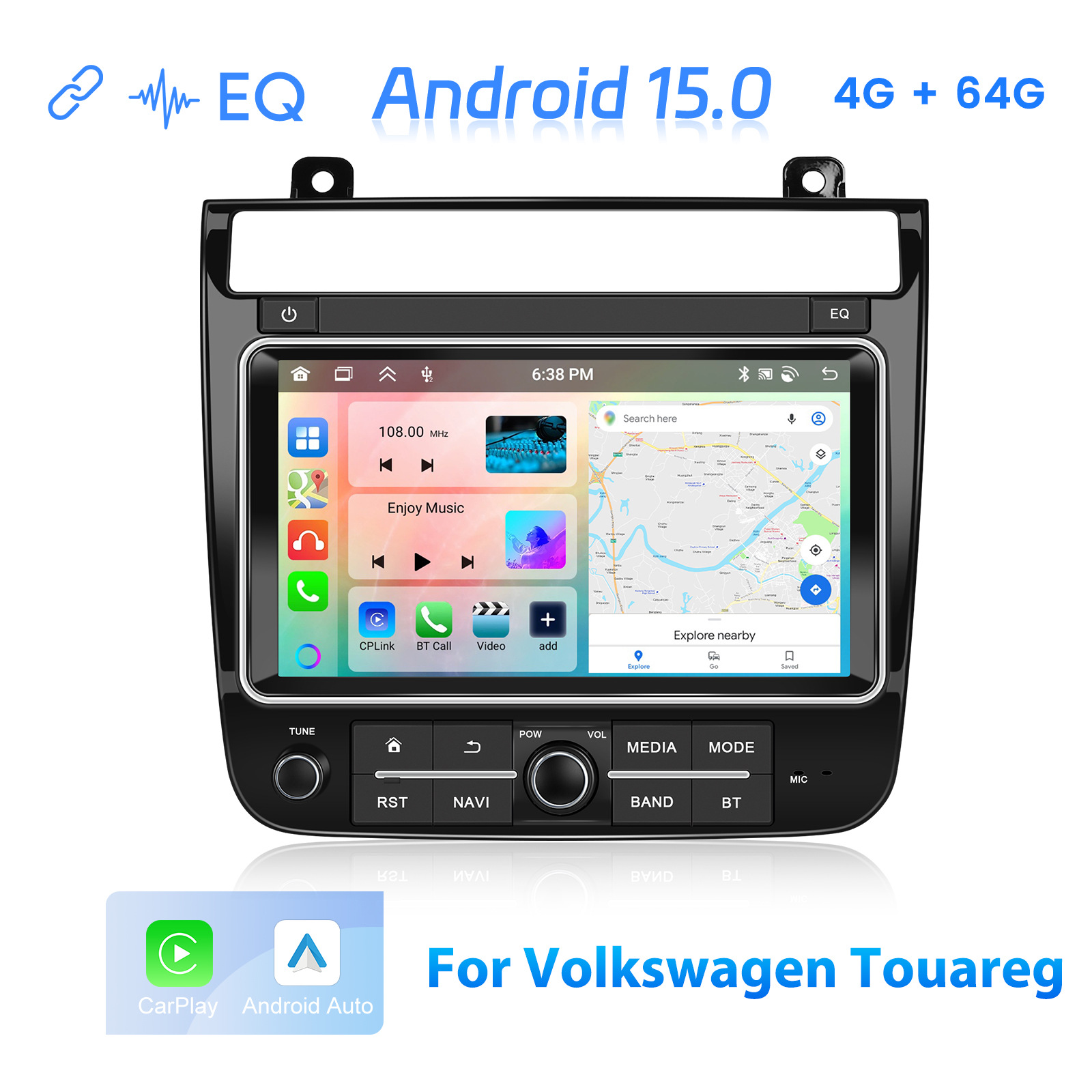Volkswagen Touareg 2011-2018 üçün Android 15 naviqasiya ekranı