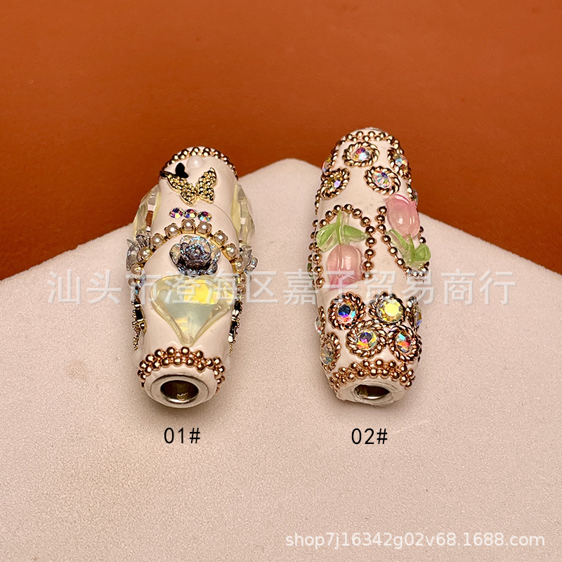 Nepal inlaid series handmade barrel beads diy accessories handmade loose beads spacer beads Buddha necklace accessories