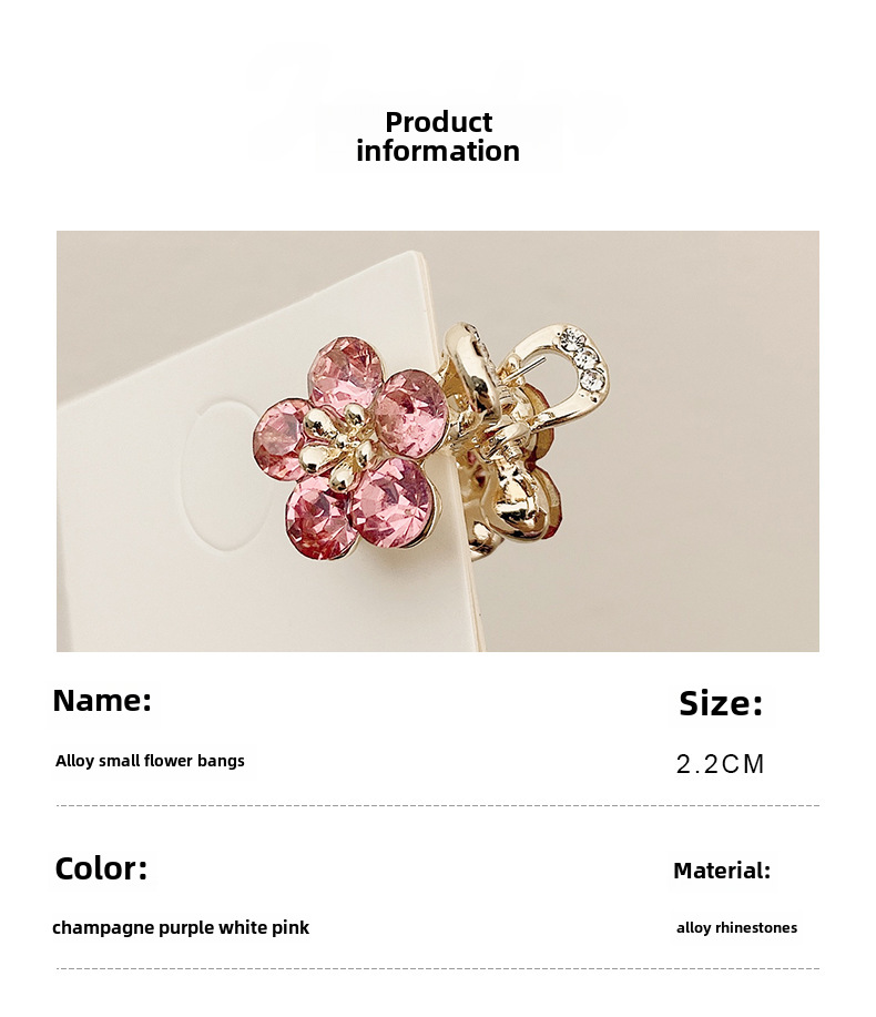 Small Bangs Grab Clip 2022 New Crystal Flower Side Hairpin Korean Internet Celebrity Mini Elegant Grab Hair Accessories_voghion.com