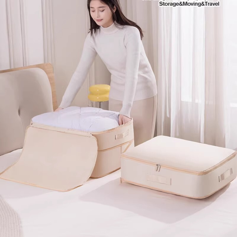 High-Quality Satin Quilt Storage Bag Moving Compression Bag Wardrobe down Jacket Quilt Clothing Bag Organizer Large Capacity