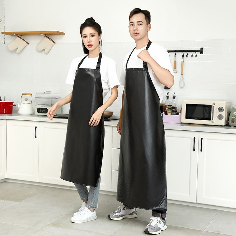 Cuero negro ajustable abrazadera delantal al por mayor a prueba de aceite impermeable ropa de trabajo personalizada sucia simple protección contra el viento
