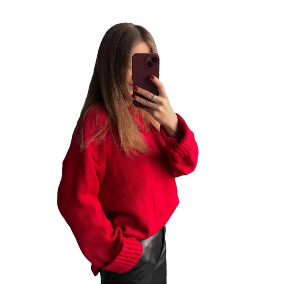 2024 otoño nuevo estilo europeo y americano Amazon transfronterizo ropa de mujer de color sólido cuello redondo viento perezoso suéter de cabeza de estilo universal