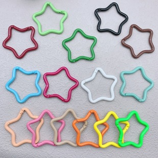 Colorful Alloy Five-Pointed Star-Shaped Painted Spring Buckle DIY Clothing Bag with Keychain Jewelry Decorative Buckle Accessories