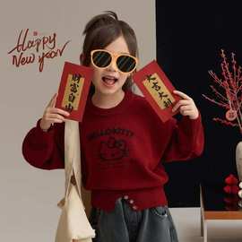 女童卡通圆领毛衣针织衫春秋2025新款韩版儿童洋气保暖打底衫上衣
