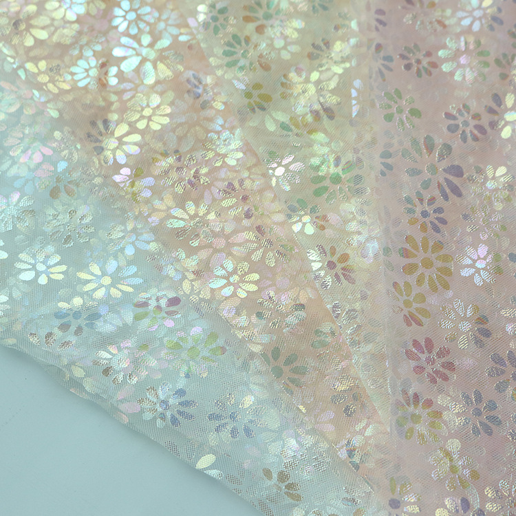 2025 nuevo hilo de malla artesanal estampado de flores tela de color fantasma primavera y verano vestido de boda tela de niña
