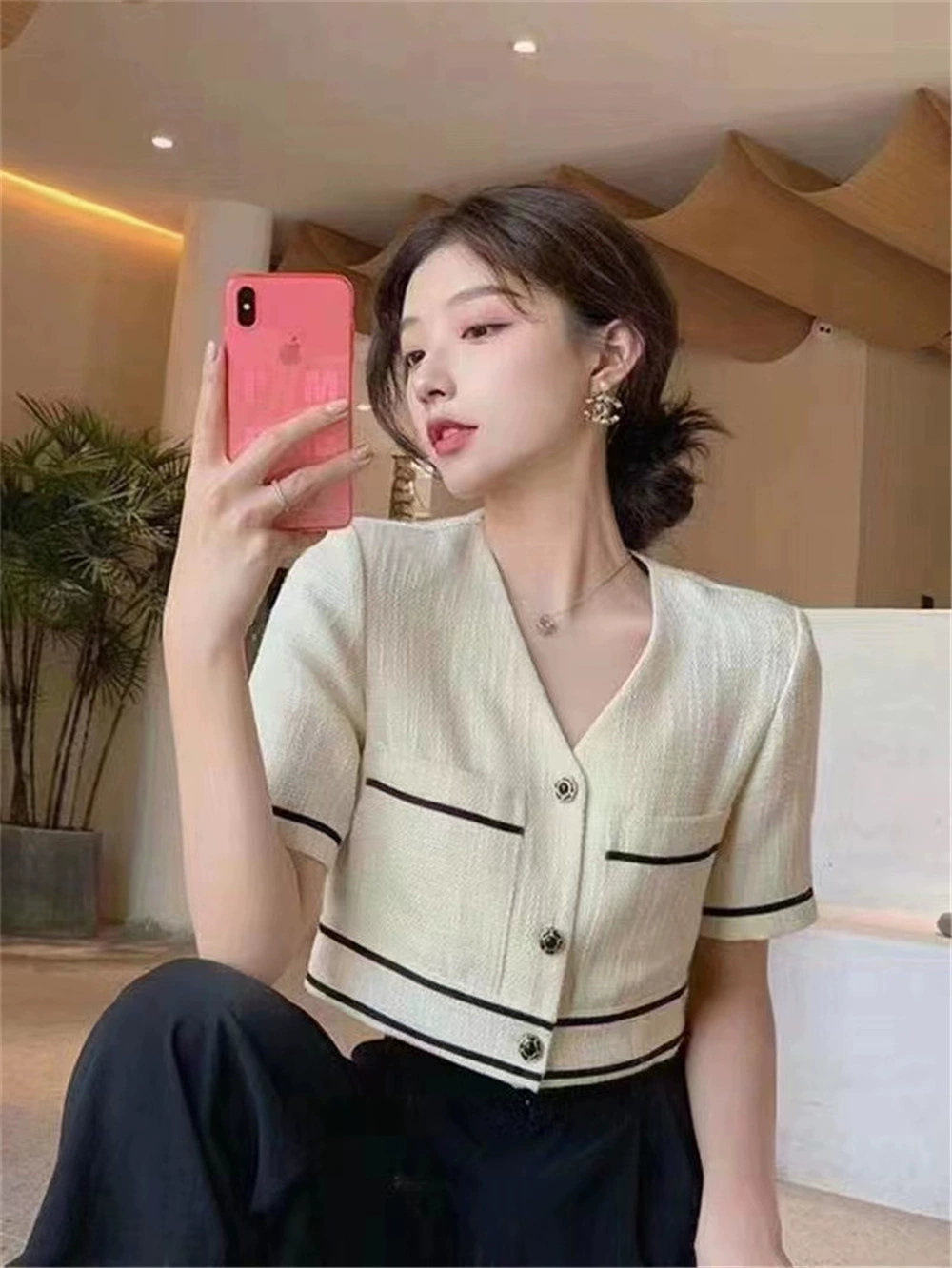 Ткань, шерстяная куртка, стиль Chanel