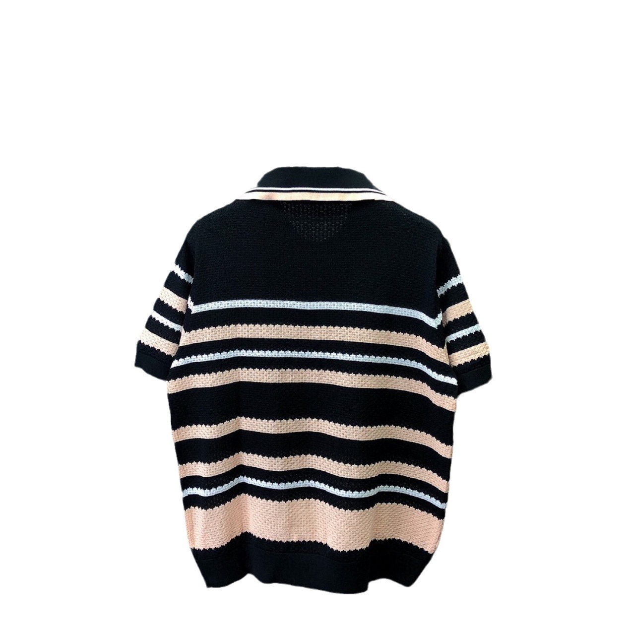boy Fashion Goods AM Short Sleeve Knitted 3D Jacquard Pattern Unisex Ready Stock Polo Sweater European And American Style_voghion.com