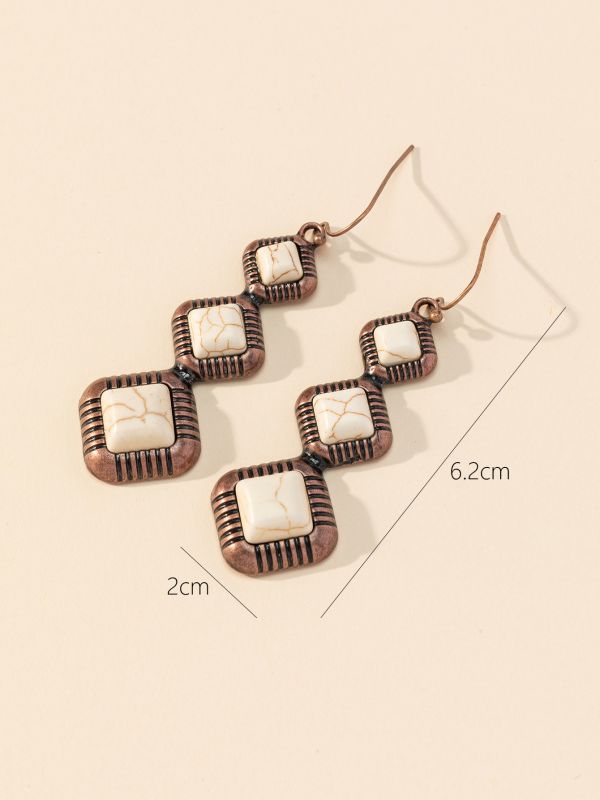Geometric Pattern 1 Pair Casual Retro Geometric Alloy Turquoise