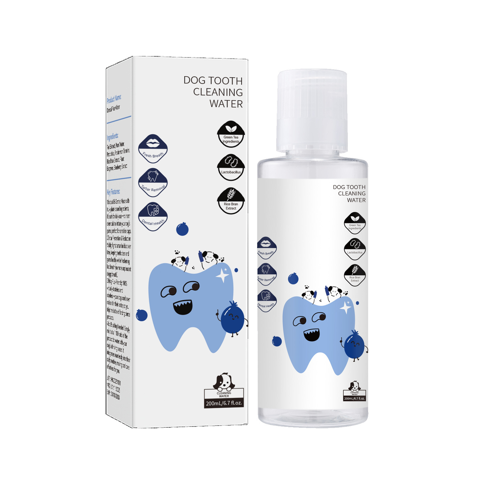 Cross-border new product, a popular dog tooth-cleaning product: pet mouthwash for cats and dogs, mint-flavored, gentle tooth-cleaning solution