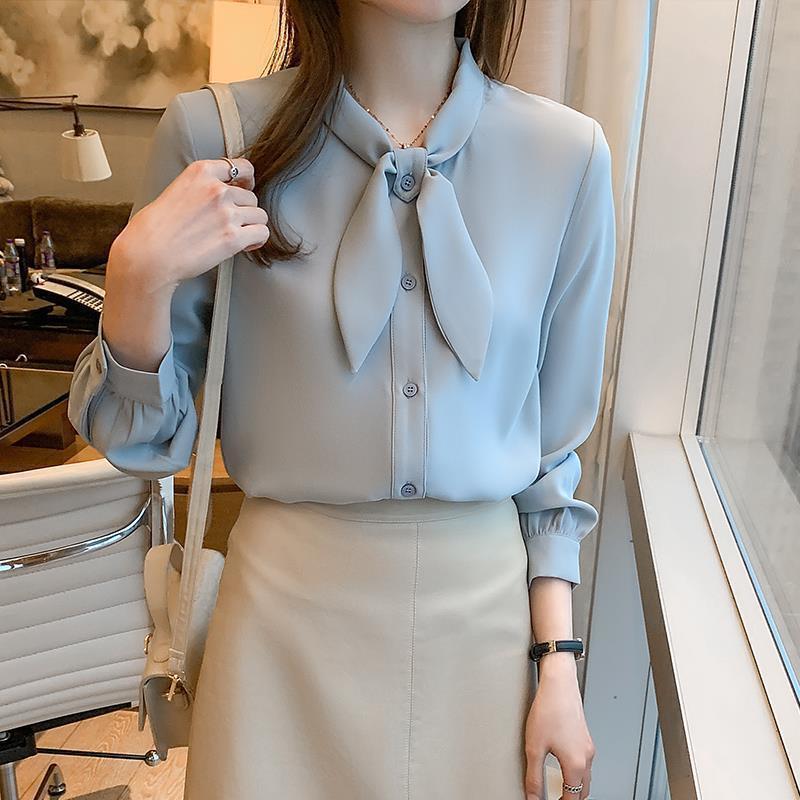 Spring 2025 New Style Casual Shirt Women's Long-sleeved Elegant Shirt Fashionable All-match Western Style Bow Top Trendy