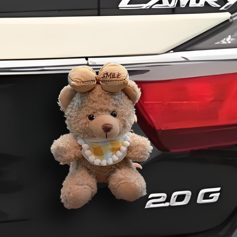 Colgante trasero de coche muñeco de oso de peluche lindo de dibujos animados decoración de maletero motocicleta decoración de bicicleta