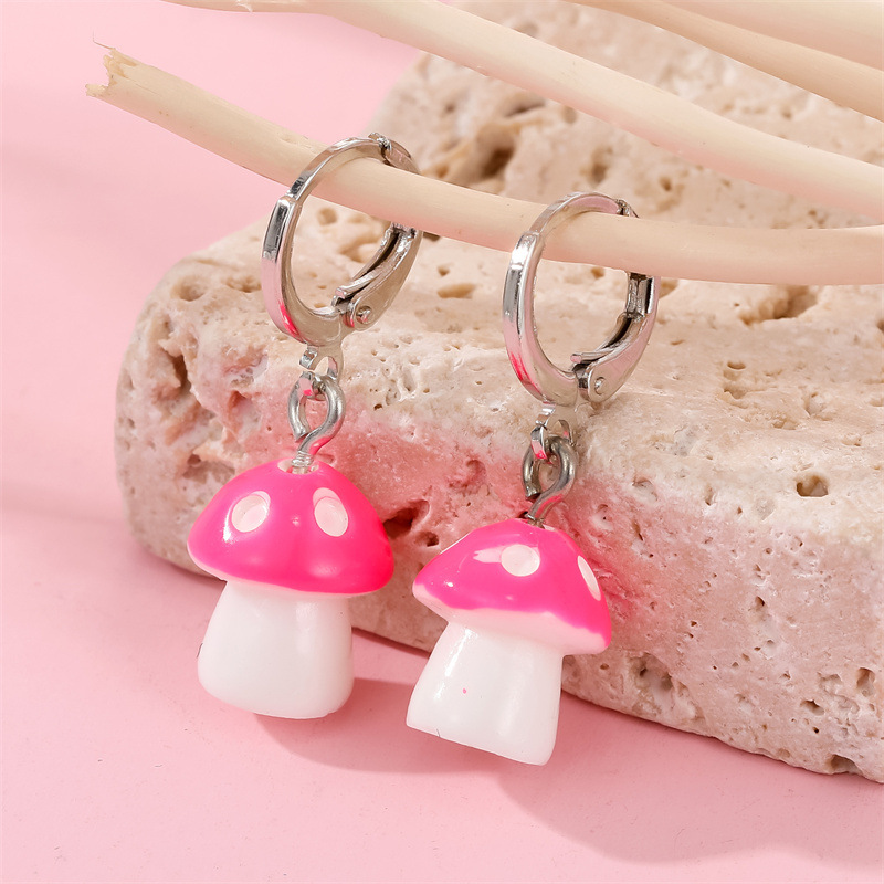 Fashion Resin Three-dimensional Mushroom New Mushroom Earrings Ear Buckle display picture 6