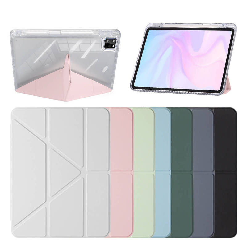 Suitable for ipad10 protective case air11 magnetic suction case pro11 transparent acrylic Y fold air45 smart leather case