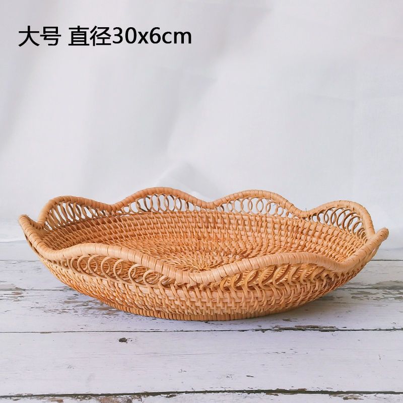 Cestas de almacenamiento de frutas de caña trenzadas vietnamitas canasta de sala de estar casera de bocadillos cestas de dulces creativas canasta de frutas secas caja