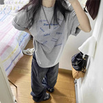 美式复古灰色纯棉短袖t恤女夏2025新款设计感小众宽松半袖上衣潮