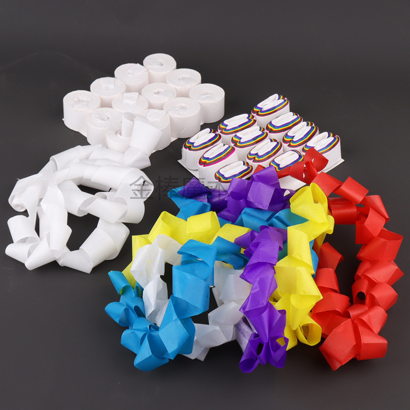 The whole package of 12 magic props stage mouth pull paper mouth spit ribbon show annual meeting