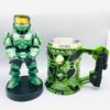 Three dimensional green cup, soldier, resin stainless steel, handle with glass