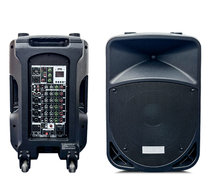 Ventas transfronterizas calientes de altavoces activos de 12 pulgadas altavoces de conferencias multifuncionales altavoces de batería integrados altavoces de micrófono inalámbrico