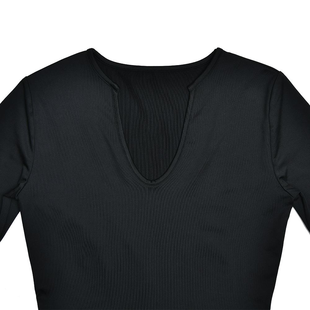 Popular Sexy Tight Jumpsuit Spring Summer Short Sleeve V Neck Patchwork Bottoming Shirt Women