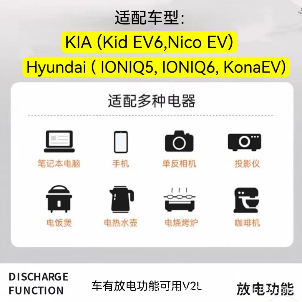 Адаптер европейского стандарта Type2 трамвай V2L Hyundai/Kia на Schuko для зарядной станции, огнестойкий