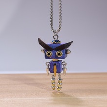 跨境蒸汽朋克机器人项链纯手工diy创意潮玩木质吊坠10172-10181