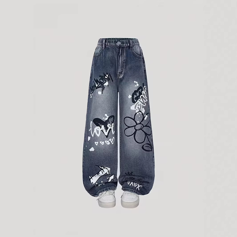 Cross-Border Exclusive Supply for Amazon: New Style Loose Casual Straight-Leg Jeans for Teenage Girls Cross-Border Exclusive Supply for Amazon: New Style Loose Casual Straight-Leg Jeans for Teenage Girls
