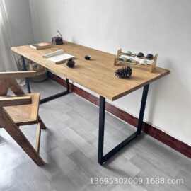 老榆木书桌家用客厅餐桌铁艺桌子茶几酒吧木板桌卧室榆木学习桌