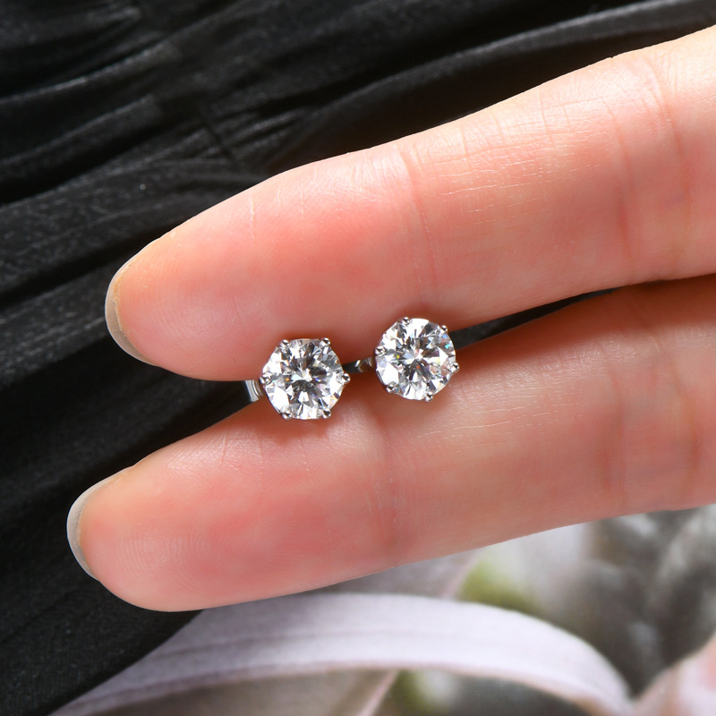 Stunning Fashion Women's Jewelry - Six-Claw Moissanite Earrings in S925 Sterling Silver, Perfect Birthday Gift for Girls
