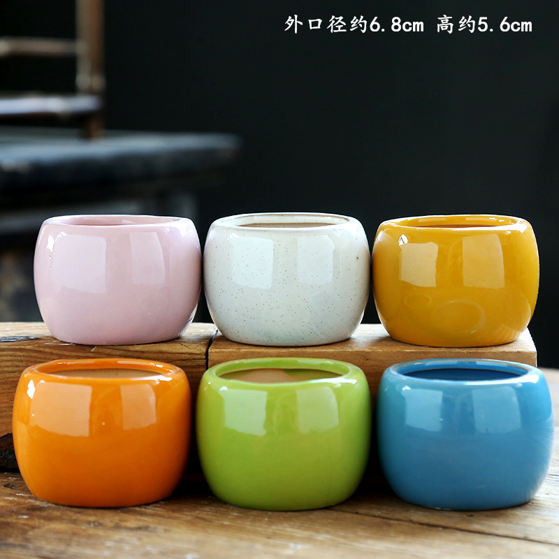 Fleshy Flower Pot Ceramic Stoneware Breathable Controlled Fresh Color Ball Pot Personalized Simple Household Plant Breathable Pot