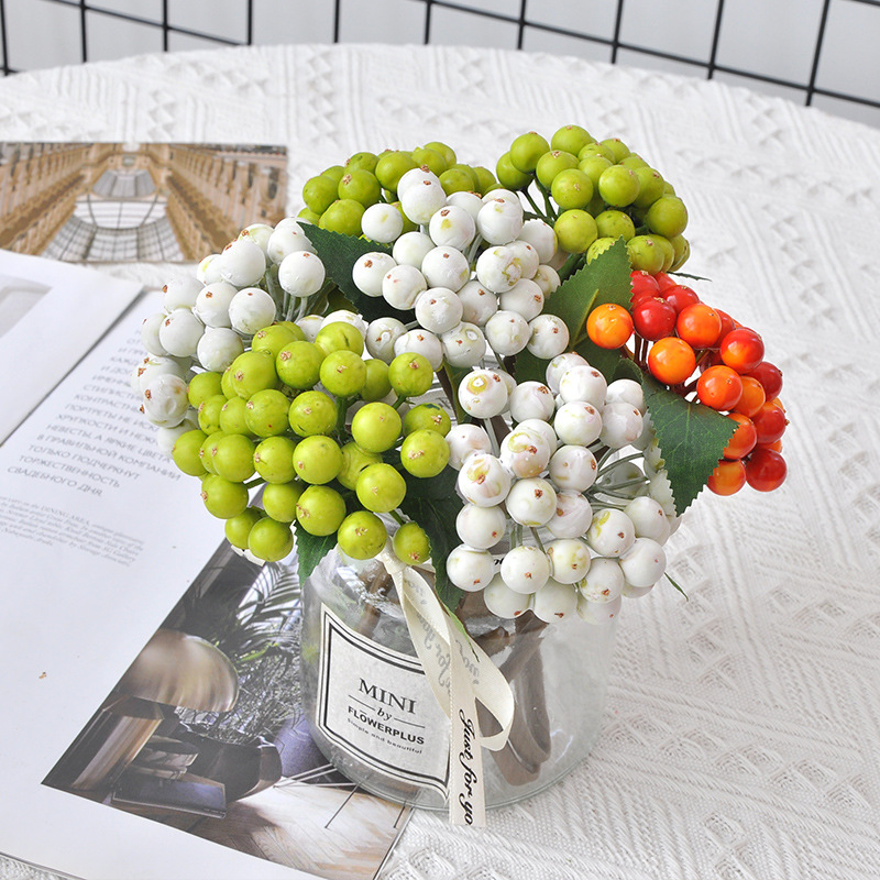 Foam Mini Red Berries Blueberries Fake Flowers Fortune Fruit Flower Wall Decoration Artificial Berry Branches_maomaolike.com