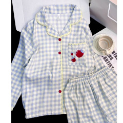 睡衣女新款秋季长袖长裤带胸垫可爱卡通学生休闲可外穿家居服套装