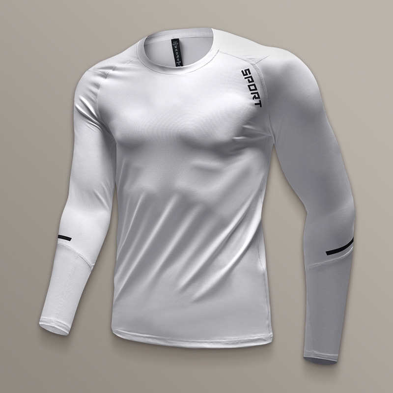 Trajes de entrenamiento para hombres secos rápidos ropa interior primavera y otoño ajustada mangas largas entrenamiento de baloncesto ropa superior