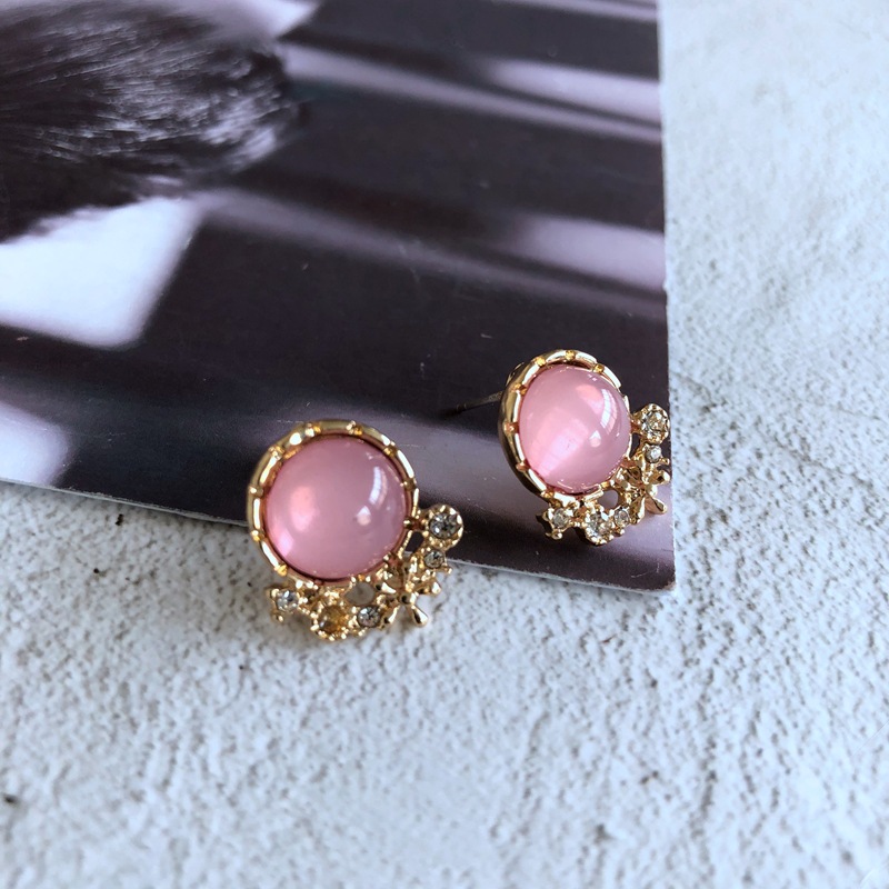 Fashion Pink Drip Glaze Glass Gem Stone Geometric Earrings Wholesale Nihaojewelry display picture 7