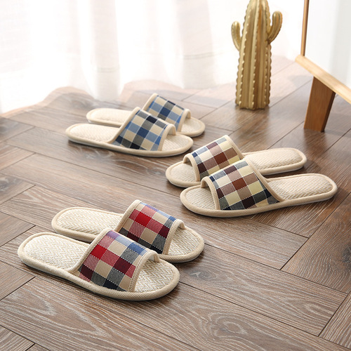 Home Interior Slippers Linen Spring Summer Autumn Winter Unisex Cotton Linen Fabric Home Use Wooden Floor Guest Slippers
