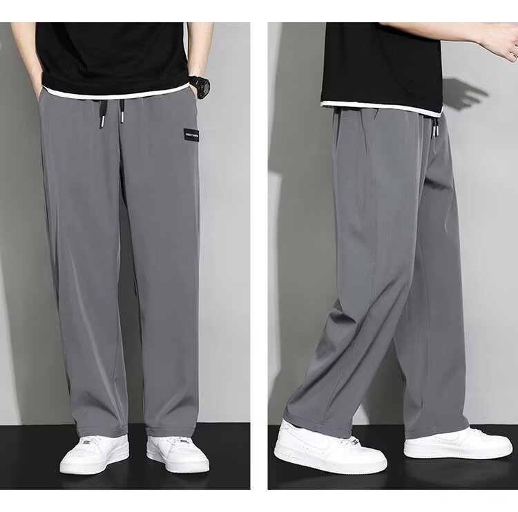 Men's silk quick dry breathable summer thin casual trousers
