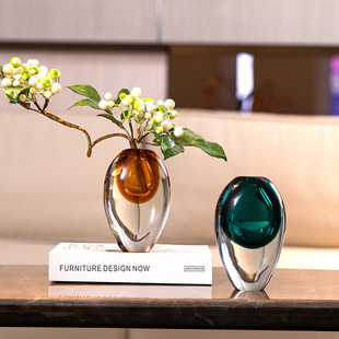 Light Luxury Creative Shaped Glass Flower Arranging Model Room Soft Decorations Living Room Dining Table Flower Arranging Glass Vase Ornaments