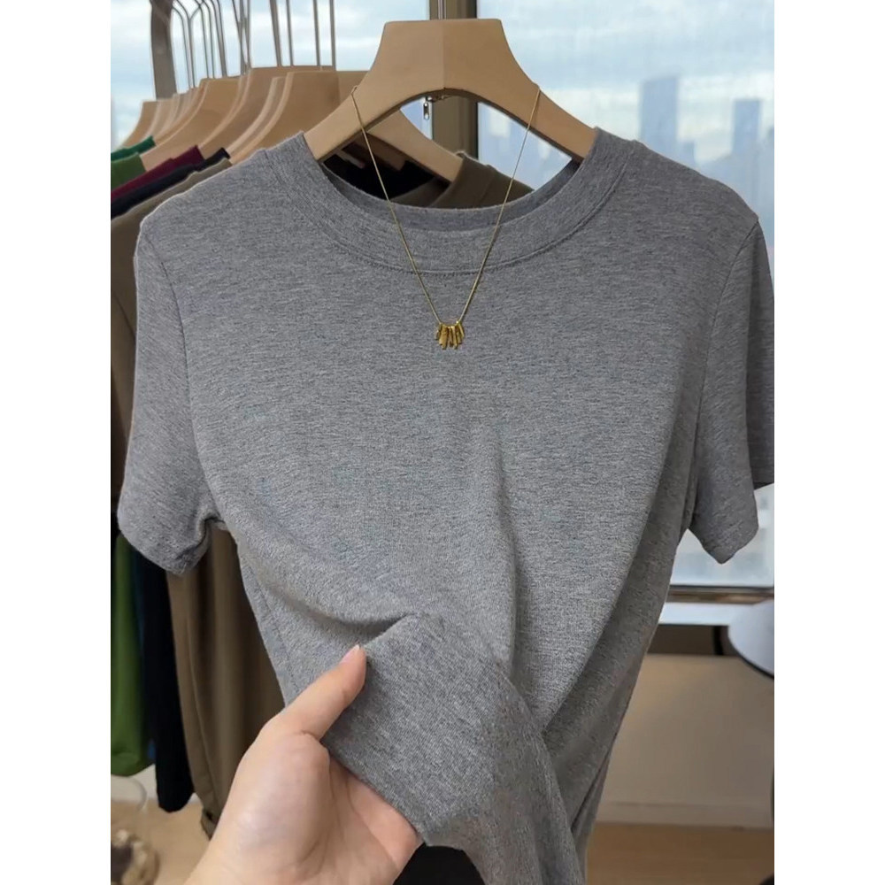 Modal Cool Short Sleeve Women's Ice Silk Mask T-Shirt 2026 Summer Casual Loose Korean Style Base Layer Top