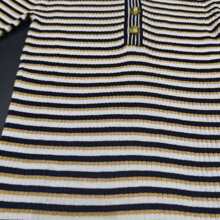 华伦TN法式女装2025早春新款时尚混色V领条纹短款针织上衣女