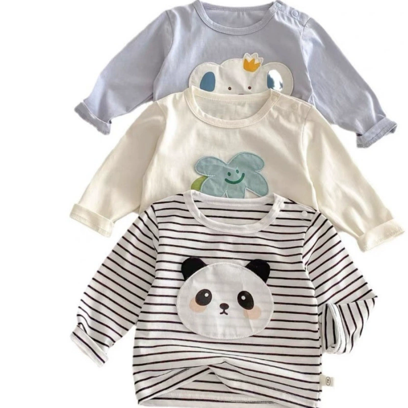 Мультфильм Т- shirt, наклейки, телесный детский весенний нашивка, корейский стиль, западный стиль