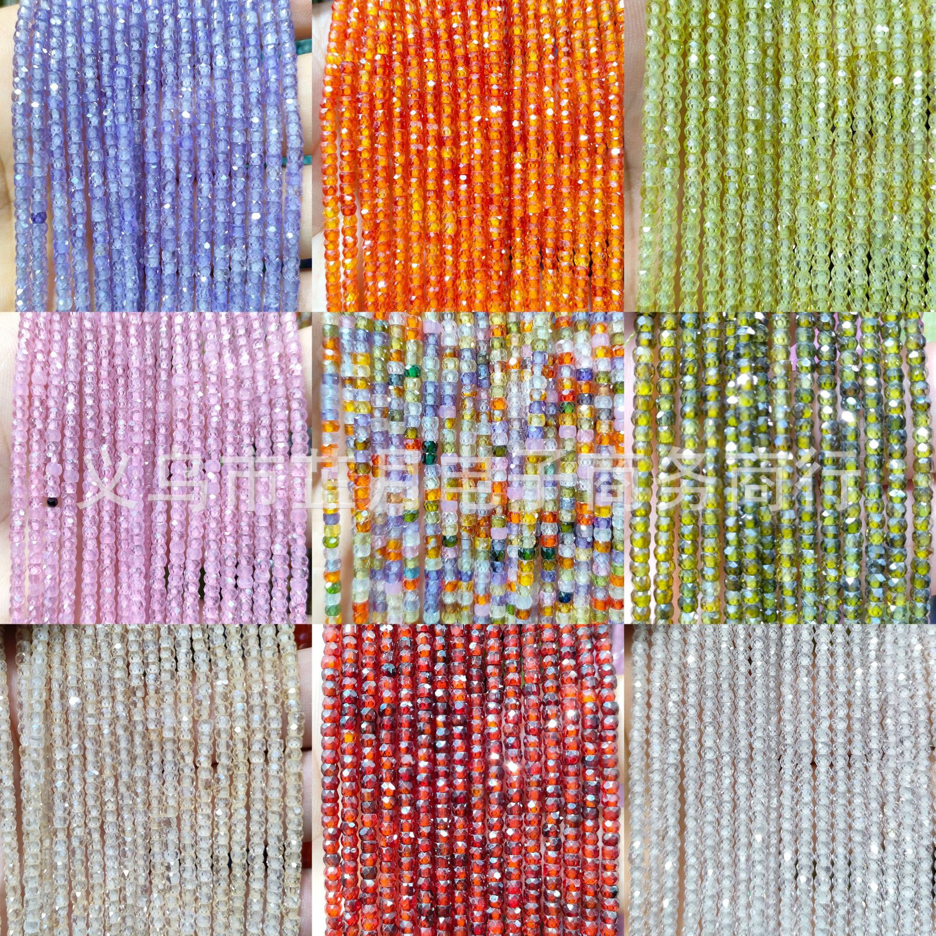 DIY Jewelry Components 2x3mm Colorful Zircon Angle Mini Abacus Beads Multi-color Faceted Beads Cross-border Wholesale