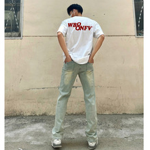 vintage美式街头字母印花棉短袖男夏季潮牌嘻哈复古宽松重磅T恤