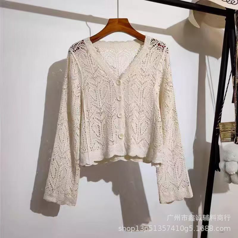 Bohemian Style Hollow Knitted Cardigan for Women Early Autumn New Style with Suspender Skirt Holiday Blouse Top Jacket Bohemian Style Hollow Knitted Cardigan for Women Early Autumn New Style with Suspender Skirt Holiday Blouse Top Jacket