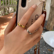 嘻哈潮流复古麻花戒指女简约ins风开口调节指环跨境配饰一件代发