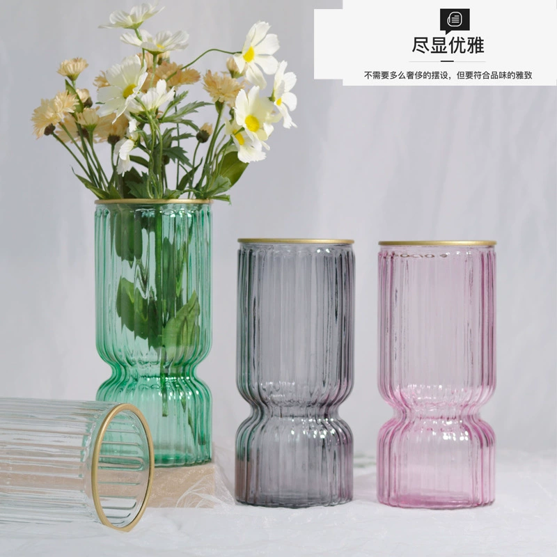 Ваза цветочная композиция из прозрачного стекла для домашнего использования скандинавские высокие украшения для гостиной украшения гидропонные сушеные цветы маленькая свежая большая ваза